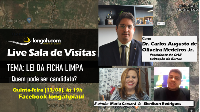 Sala de visitas: Lei da Ficha Limpa: Quem pode ser candidato? Na live desta quinta (13)