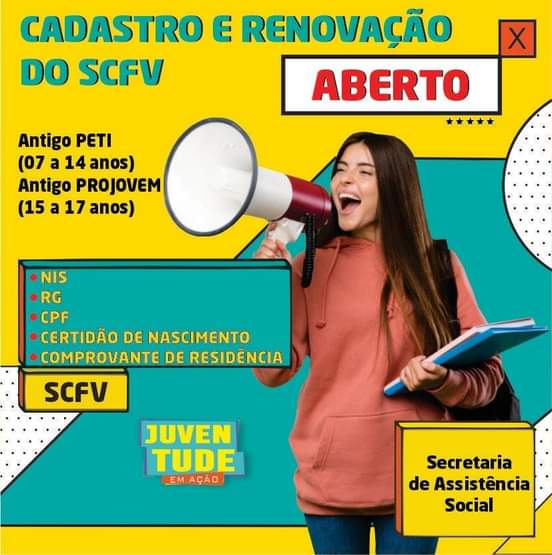Secretaria de Assistência social comunica que as matrículas do Serviço de Convivência estão abertas