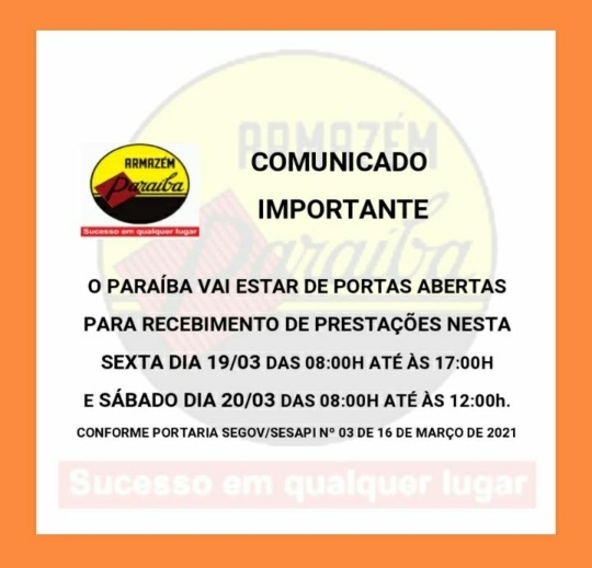 Informativo do Armazém Paraíba em Barras PI 