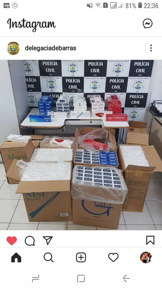 Policiais militares da BPRE aprenderam carga de cigarros contrabandeados 