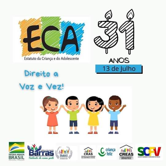 Semas em Barras PI: 13 de Julho de 2021 comemora-se Criação do ECA