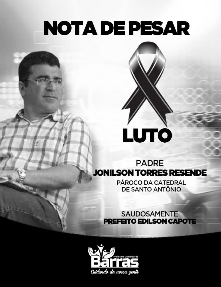 Prefeito Edilson Capote decreta 03 dias de luto Oficial pelo falecimento do padre Jonilson Torres