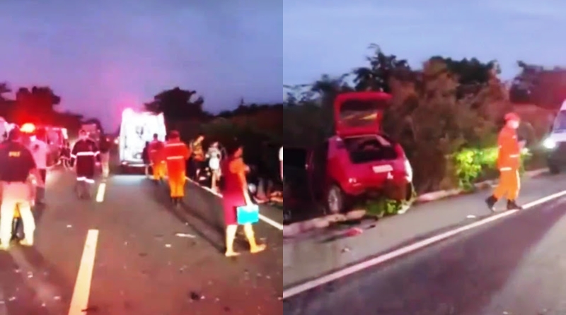Batida frontal entre Ônibus e Fiat deixa 13 pessoas feridas na BR 343 no PI