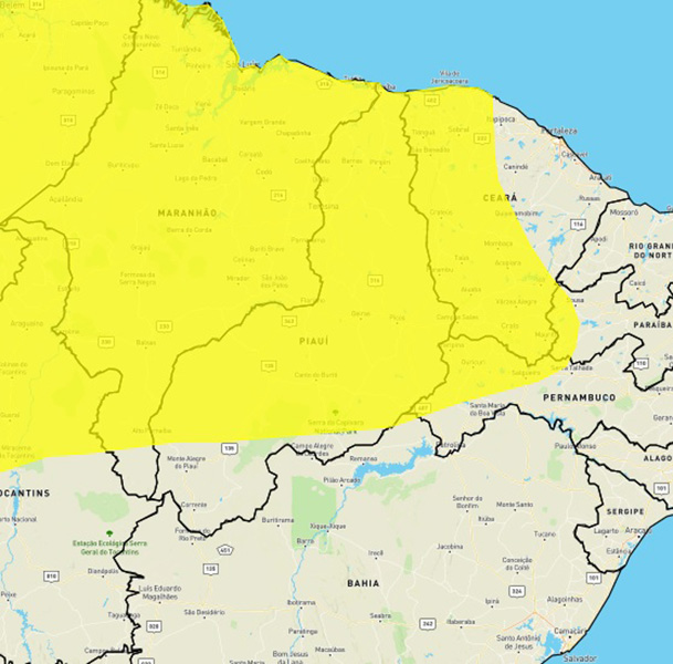 Inmet mantém alerta de chuvas intensas para o Piauí nas próximas 24 horas e região de Barras PI