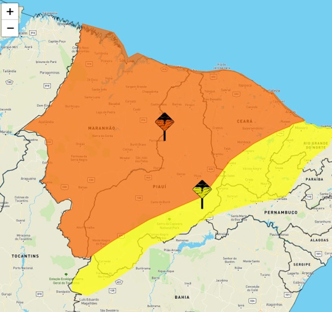 Inmet mantém alerta de chuvas intensas para municípios piauienses nas próximas 24 horas