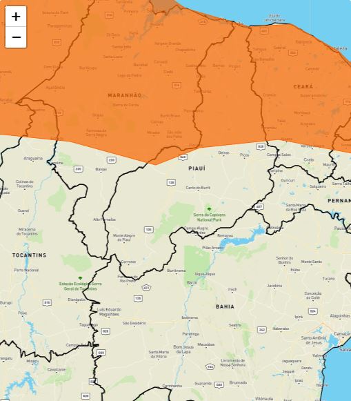 Inmet mantém alerta de chuvas intensas para Barras PI e mais 110 cidades; veja lista