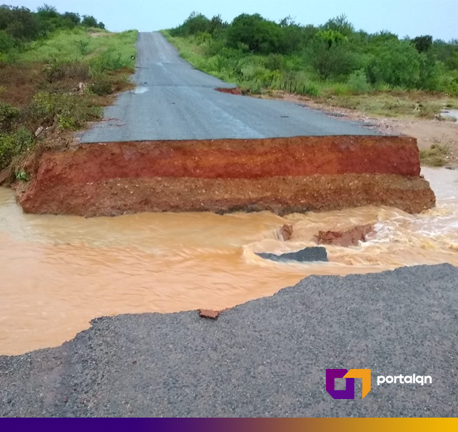 Em Queimada Nova PI, Rodovia PI-459 rompe com chuvas intensas e correnteza forte