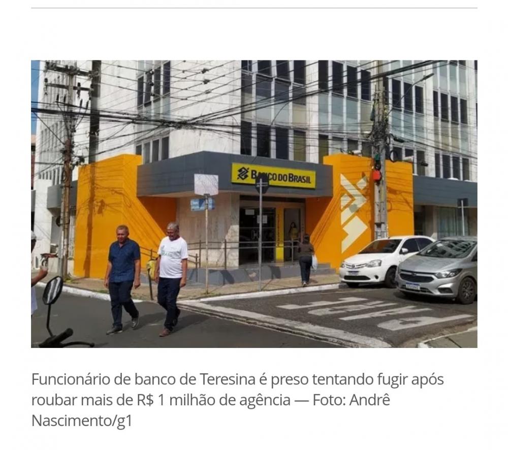 Funcionário de banco de Teresina é preso tentando fugir após roubar mais de R$ 1 milhão de agência — Foto: Andrê Nascimento/g1