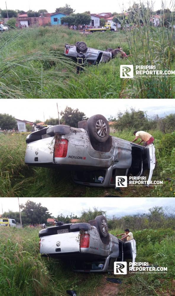 Pick-Up Amarok com cinco ocupantes capota na BR-343 em Piripiri PI 